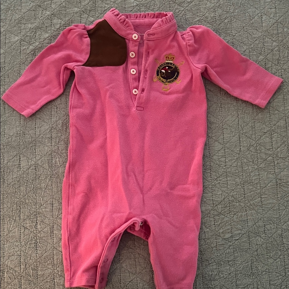 Ralph Lauren Pink One Piece with Brown Accent